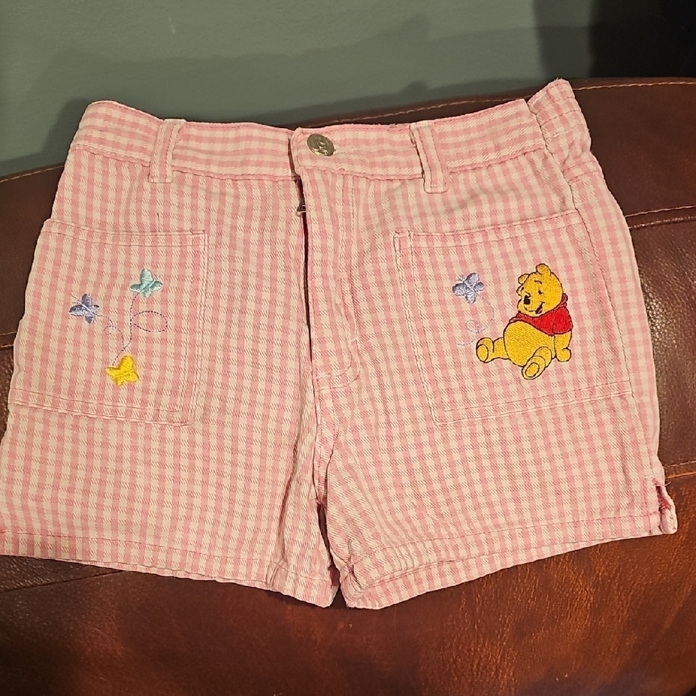 Vintage Disney Pink Kids Shorts with Winnie the Pooh Embroidery